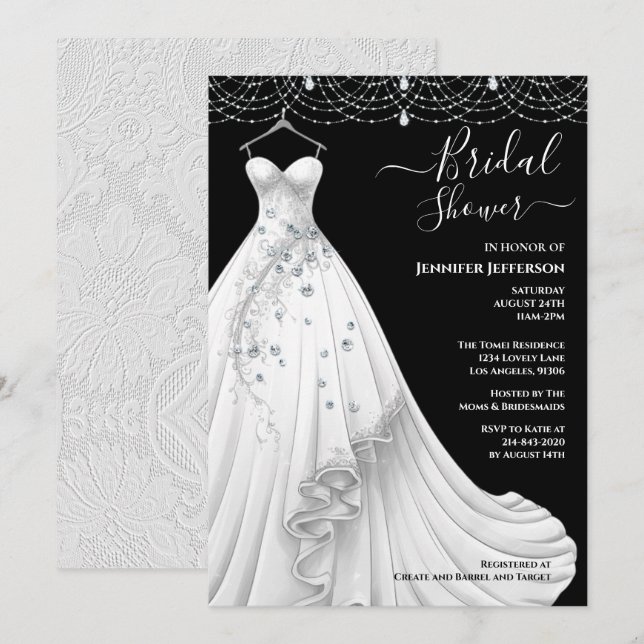 Invitation élégante de douche de mariée (Devant / Derrière)