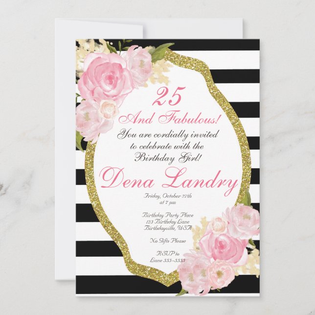 Invitation élégante de fête d'anniversaire pour (Devant)