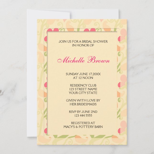Invitation élégante de Fête de la mariée (Devant)