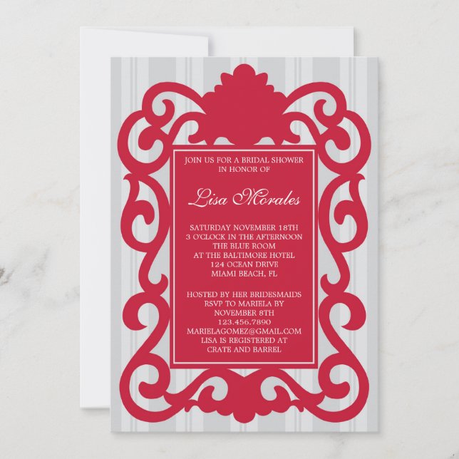 Invitation élégante de Fête de la mariée (Devant)