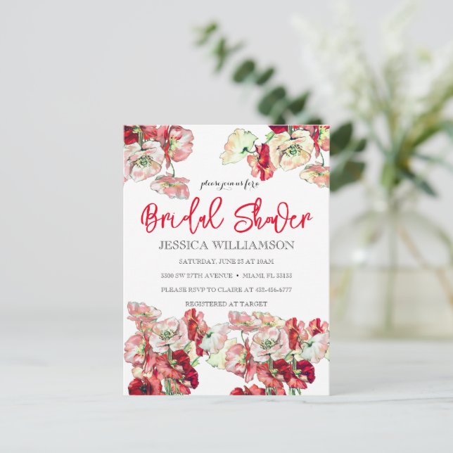 Invitation élégante de Fête de Mariée aux Fleurs S (Debout devant)