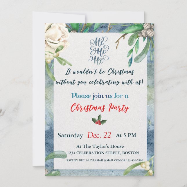 Invitation élégante de fête de Noël (Devant)