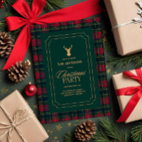 Invitation élégante de fête de Noël à carreaux tar
