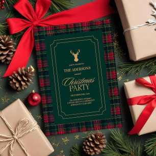Invitation élégante de fête de Noël à carreaux tar