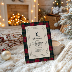 Invitation élégante de fête de Noël à carreaux tar
