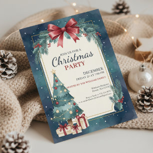 Invitation élégante de fête de Noël à l'aquarelle