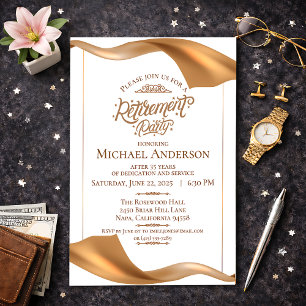 Invitation élégante de fête de retraite en or