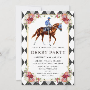 Invitation élégante de fête du Kentucky Derby avec