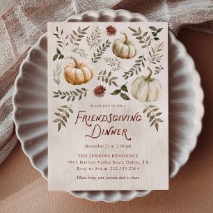 Invitation élégante de Friendsgiving sur le thème 
