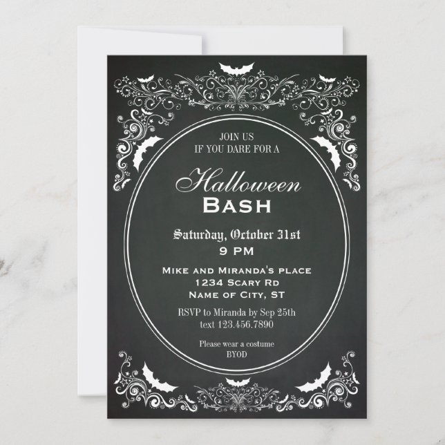 Invitation élégante de Halloween de tableau (Devant)