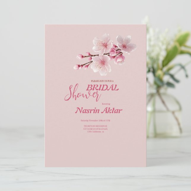 Invitation Élégante de la douche nuptiale en fleur (Debout devant)