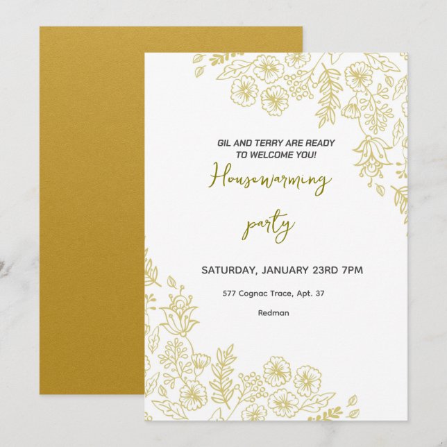 Invitation Élégante de la Fête du réchauffement du (Devant / Derrière)