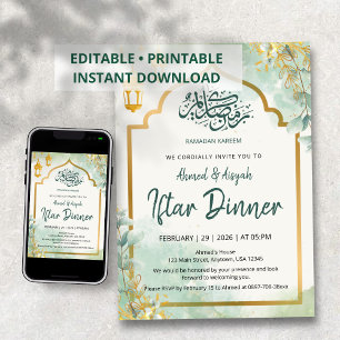 Invitation élégante de l'Iftar à la Fleur de Sauge