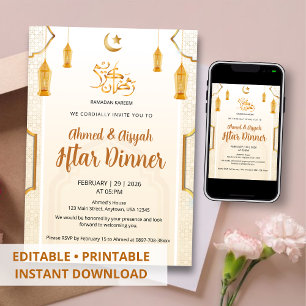 Invitation élégante de l'Iftar à motif islamique c