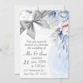 Invitation élégante de mariage bleu gris