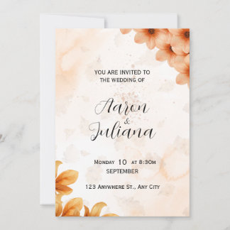 Invitation élégante de mariage d'automne à l'aquar