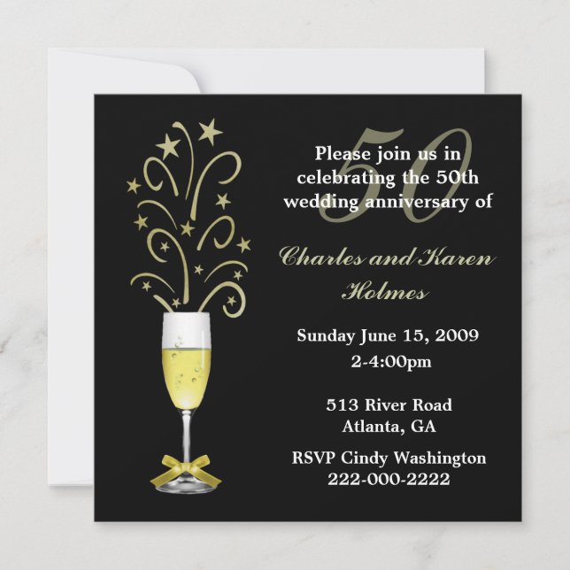 Invitation élégante de mariage et d'anniversaire d (Devant)