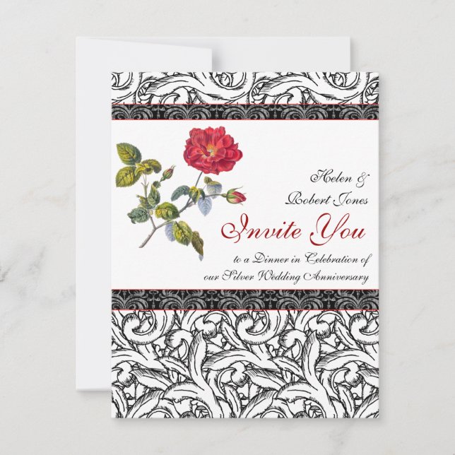 Invitation élégante de mariage pour anniversaire d (Devant)