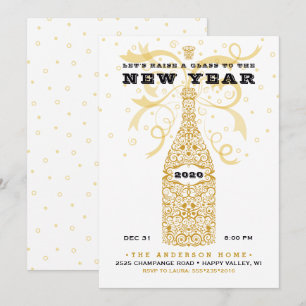 Invitation élégante de Nouvel An pour une soirée C