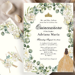 Invitation élégante de Quinceanera à fleurs avec r