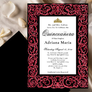 Invitation élégante de Quinceanera à motif de volu