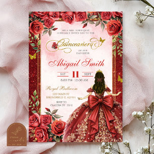 Invitation élégante de Quinceanera à paillettes ro