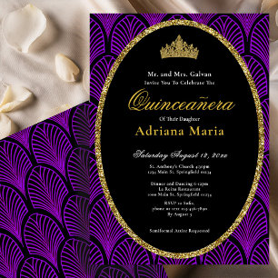 Invitation élégante de Quinceanera Art Déco violet