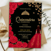 Invitation élégante de Quinceañera avec des roses