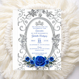Invitation élégante de Quinceañera Fleur Bleu Z3