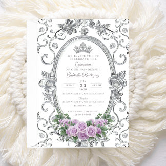 Invitation élégante de Quinceañera Floral Violet Z