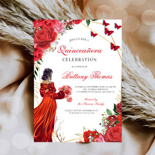 Invitation élégante de Quinceañera rouge