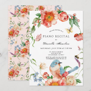 Invitation élégante de récital de piano à motifs f