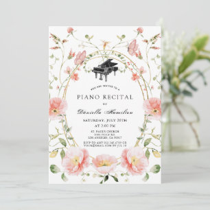 Invitation élégante de récital de piano Poppy Rose