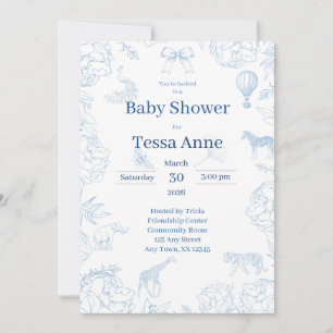 Invitation élégante de Safari pour Baby Shower Ble