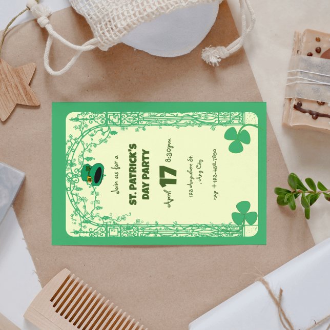 Invitation Élégante décoration de trèfle cadre Saint-Patrick (Elegant Shamrock Decoration Frame St. Patrick's Day Invitation
)