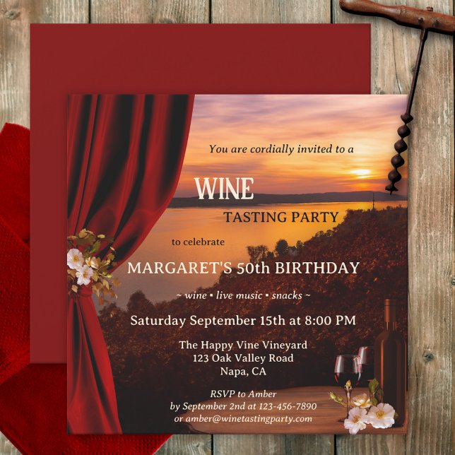 Invitation Elégante dégustation de vin romantique au coucher  (Créateur téléchargé)