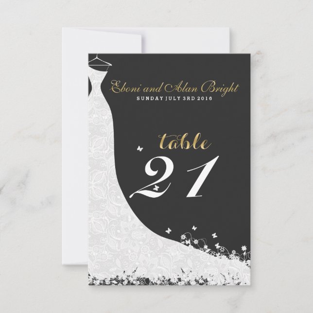 Invitation Élégante dentelle blanche Mariage robe Table 21 (Devant)