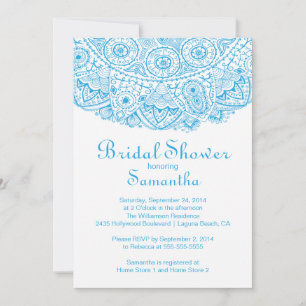 Invitation Elégante Dentelle Bleue Envoi de douche nuptiale