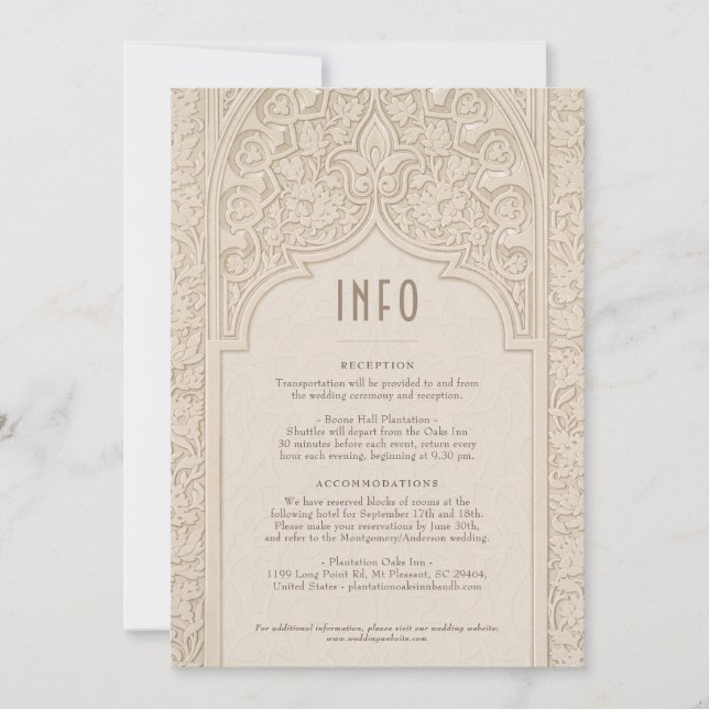 Invitation Elégante dentelle design Mariage Motifs islamiques (Devant)