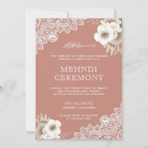 Invitation Élégante dentelle florale pêche islamique musulman