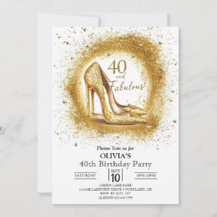 Invitation Elégante Digital Gold pour femmes 40e anniversaire