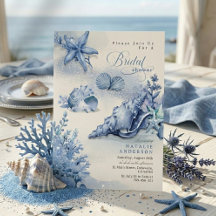 Élégante douche de mariée coquillage océan bleu cô
