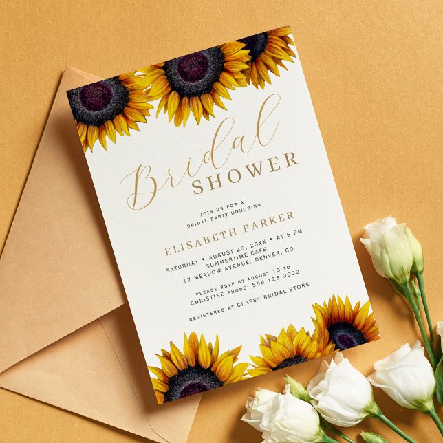 Invitation Elégante douche nuptiale de tournesol rustique (Créateur téléchargé)