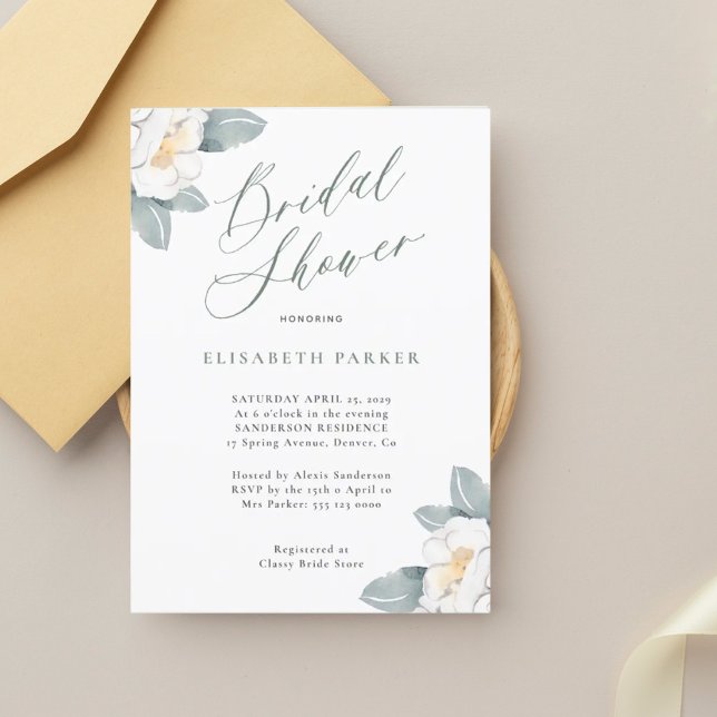 Invitation Elégante douche nuptiale fleurie aquarelle moderne (Créateur téléchargé)