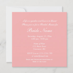 Invitation Elégante douche nuptiale fleurie rose