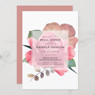 Invitation Elégante douche nuptiale rose vintage