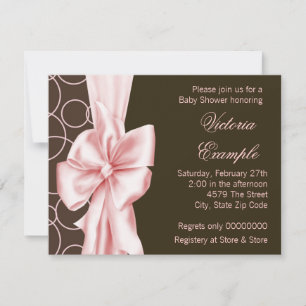 Invitation Elégante douche pour bébés rose et Brown