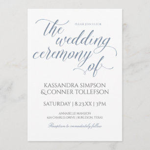 Invitation Elégante Dusty Blue Wedding Invitations-Calligraph