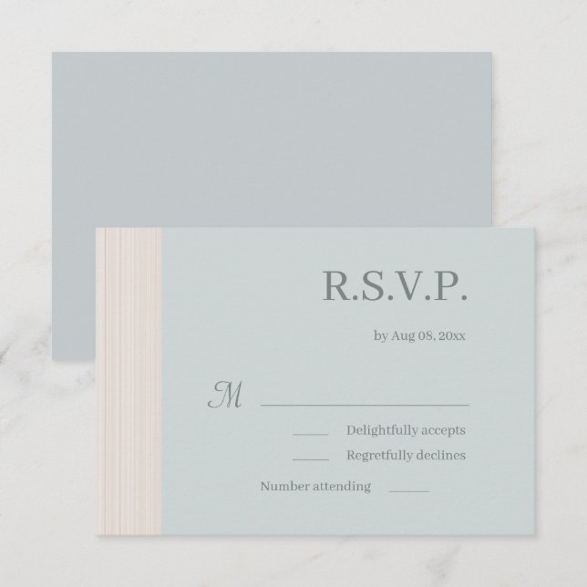 Invitation Elégante Dusty Blue Wood Graines Graines Mariage R (Devant / Derrière)