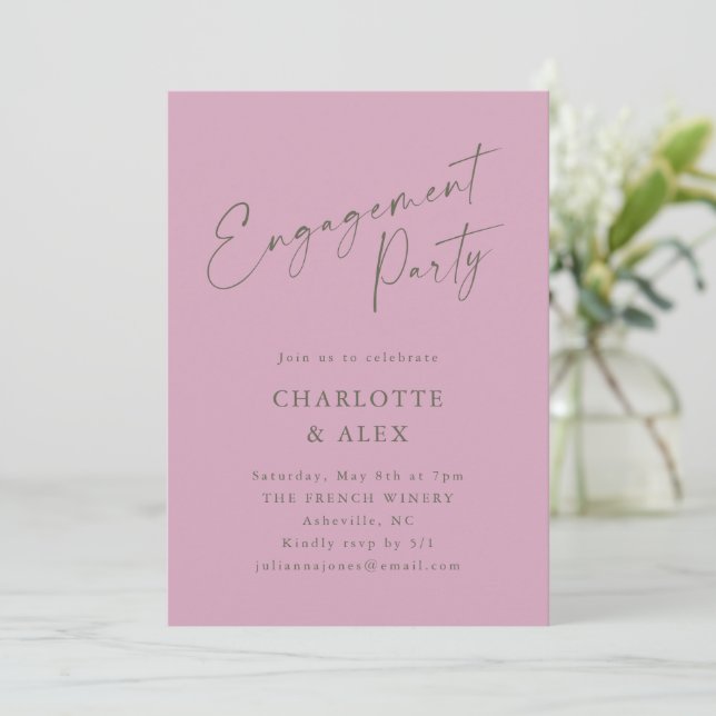 Invitation Elégante Dusty Mauve Calligraphy (Debout devant)